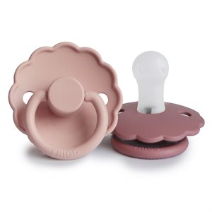 FRIGG Daisy - Round Silicone 2-Pack Pacifiers - Blush/Cedar - Size 1